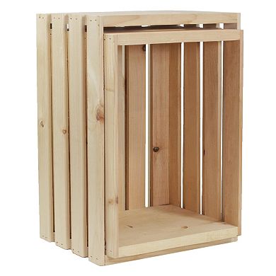 2 Piece Unfinished Pine Pallet Style Crate Set, Fully Assembled