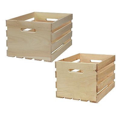 2 Piece Unfinished Pine Pallet Style Crate Set, Fully Assembled
