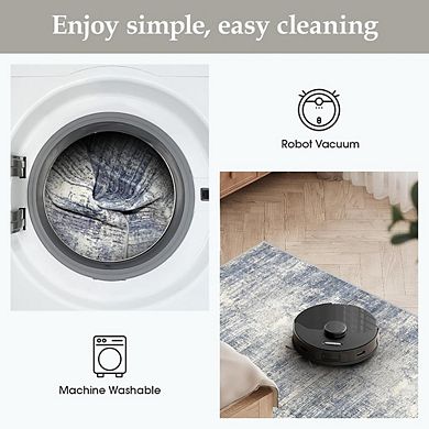 Washable Abstract Entryway Rug Non Slip Thin Soft Indoor Floor Mat