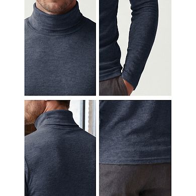 Men's Turtleneck Long Sleeve Shirt Slim Fit Soft Stretch Casual Thermal Tee Shirts