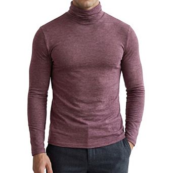 Men's Turtleneck Long Sleeve Shirt Slim Fit Soft Stretch Casual Thermal Tee Shirts