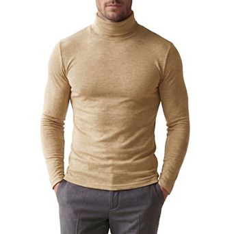 Men's Turtleneck Long Sleeve Shirt Slim Fit Soft Stretch Casual Thermal Tee Shirts