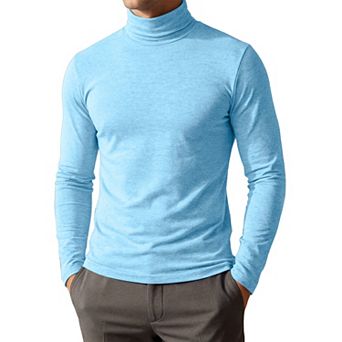 Men's Turtleneck Long Sleeve Shirt Slim Fit Soft Stretch Casual Thermal Tee Shirts