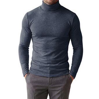 Men's Turtleneck Long Sleeve Shirt Slim Fit Soft Stretch Casual Thermal Tee Shirts