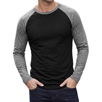 Men's Raglan T-Shirts Long Sleeve Crewneck Casual Lightweight Baseball Tee Shirt