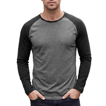 Men's Raglan T-Shirts Long Sleeve Crewneck Casual Lightweight Baseball Tee Shirt