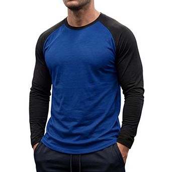 Men's Raglan T-Shirts Long Sleeve Crewneck Casual Lightweight Baseball Tee Shirt