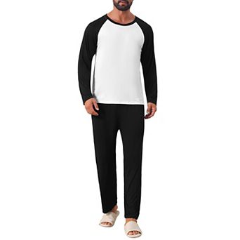 Men's Crew Neck Raglan Sleeve Sleepshirt & Lounge Pants 2 pc Pajama Set