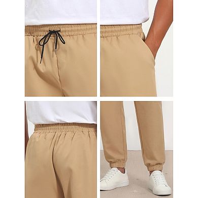 Men's Casual Jogger Solid Color Drawstring Waist Multi-Pocket Cargo Pants