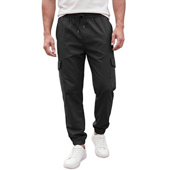 Men's Casual Jogger Solid Color Drawstring Waist Multi-Pocket Cargo Pants