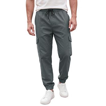 Men's Casual Jogger Solid Color Drawstring Waist Multi-Pocket Cargo Pants
