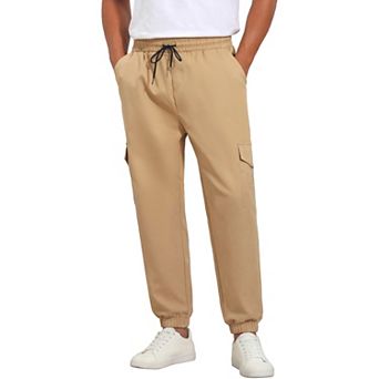 Men's Casual Jogger Solid Color Drawstring Waist Multi-Pocket Cargo Pants