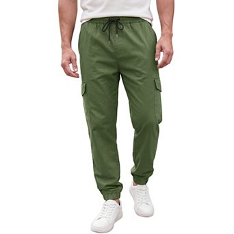 Men's Casual Jogger Solid Color Drawstring Waist Multi-Pocket Cargo Pants