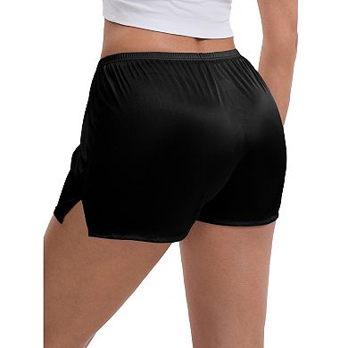 3 Packs Women's Side Slits Ice Silk Knickers Loose Fit Mid-Waisted Full Coverage Solid Slip Shorts