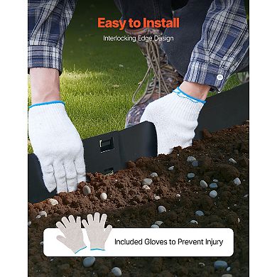 Steel Landscape Edging with Gloves, 5 Packs 39x5in Rust-Resistant Edging Border