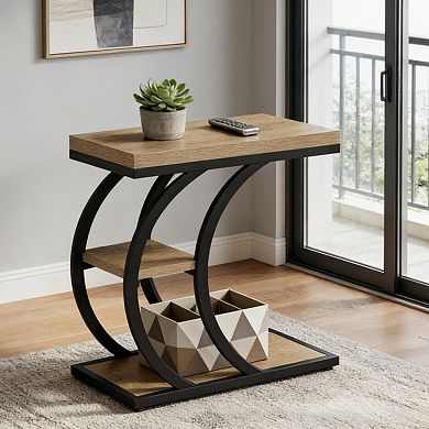 Chic C-Shape 3-Shelf Console Side Table