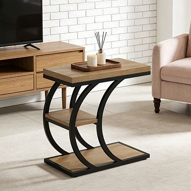 Chic C-Shape 3-Shelf Console Side Table
