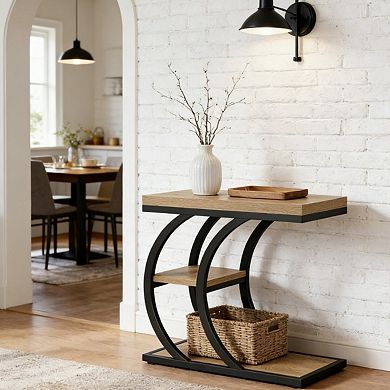 Chic C-Shape 3-Shelf Console Side Table