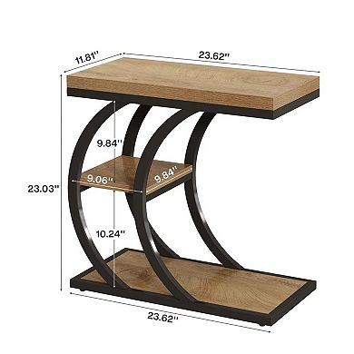Chic C-Shape 3-Shelf Console Side Table