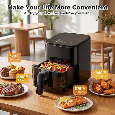 Compact Digital Air Fryer with Touch Panel & 400°F Max Temperature