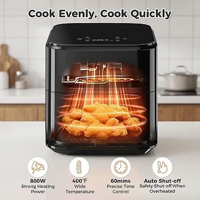 Compact Digital Air Fryer with Touch Panel & 400°F Max Temperature