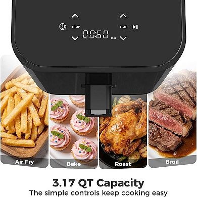 Compact Digital Air Fryer with Touch Panel & 400°F Max Temperature
