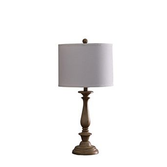 Coastal Wood Effect Polyresin Table Lamp with Drum Shade