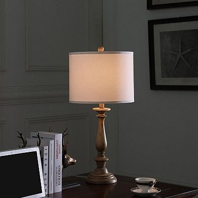 Coastal Wood Effect Polyresin Table Lamp with Drum Shade