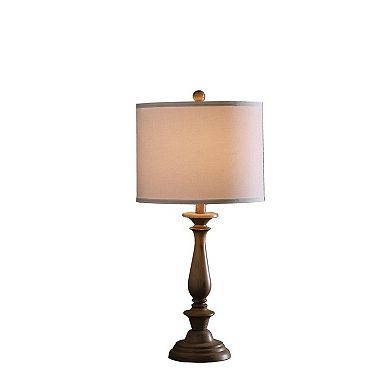 Coastal Wood Effect Polyresin Table Lamp with Drum Shade