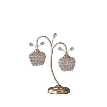Floral Bell Glam Metal Table Lamp with Acrylic Beads