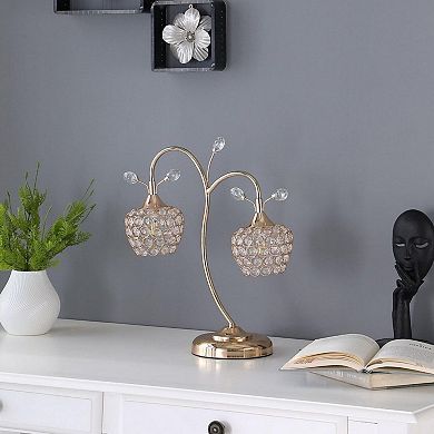 Floral Bell Glam Metal Table Lamp with Acrylic Beads