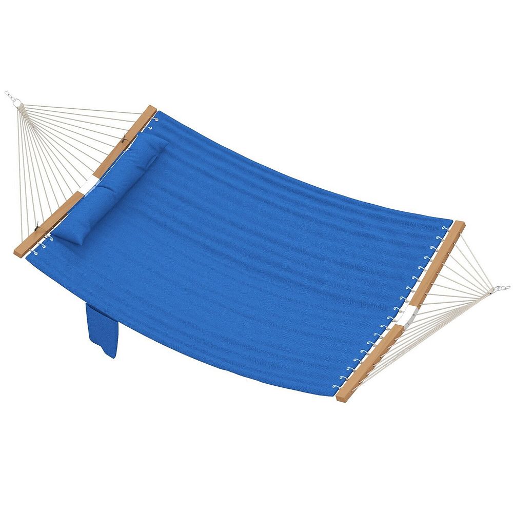 2-Person Outdoor Hammock with Pillow, Quilted Pad, Spreader Bars