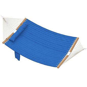 2-Person Outdoor Hammock with Pillow, Quilted Pad, Spreader Bars