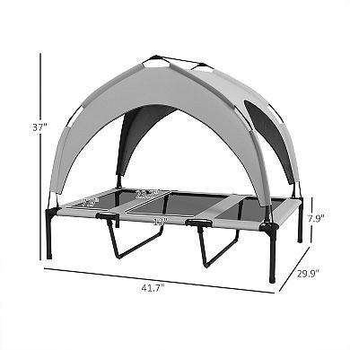 Elevated Dog Bed with Canopy and Breathable Mesh