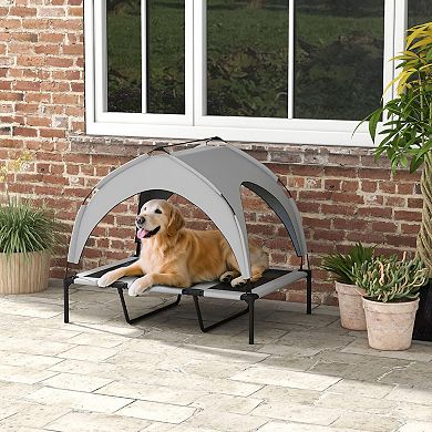 Elevated Dog Bed with Canopy and Breathable Mesh