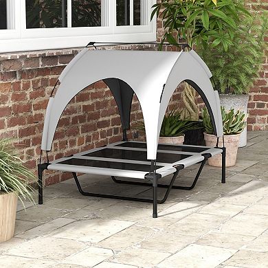Elevated Dog Bed with Canopy and Breathable Mesh