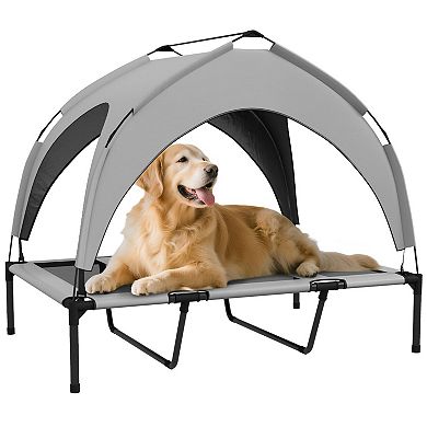 Elevated Dog Bed with Canopy and Breathable Mesh