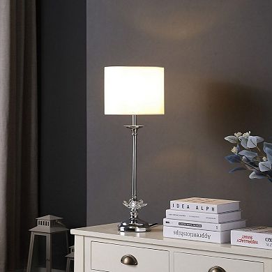 Crystal Floral Buffet Table Lamp with Drum Shade