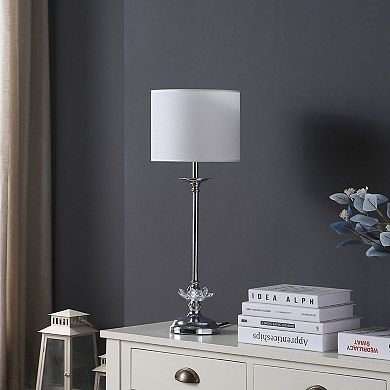 Crystal Floral Buffet Table Lamp with Drum Shade