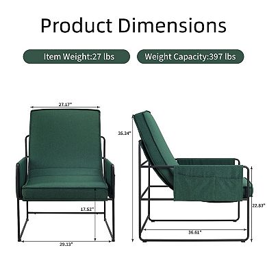 Sling Accent Chair with Removable Cushion and Storage Bag