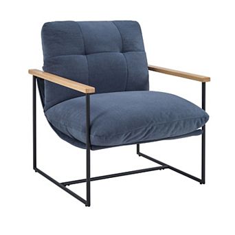 Modern Accent Chair with Removable Cushion and Wood Armrests