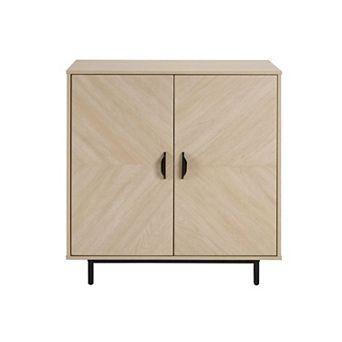 Modern Wood Grain Storage Cabinet with Doors and Adjustable Shelf