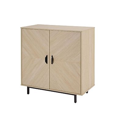 Modern Wood Grain Storage Cabinet with Doors and Adjustable Shelf