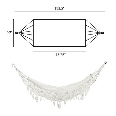 Boho Macrame Tassel Fringe Hammock with Carry Bag for Indoor, Outdoor Use
