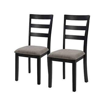 Farmhouse Dining Chairs Set of 2 with Ladder Back and Wood Legs