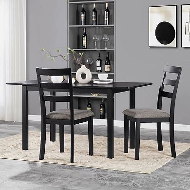 Farmhouse Dining Chairs Set of 2 with Ladder Back and Wood Legs
