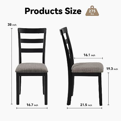 Farmhouse Dining Chairs Set of 2 with Ladder Back and Wood Legs