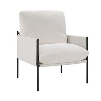Modern Accent Chair with Removable Cushion and Wood Armrests for Living Room or Bedroom