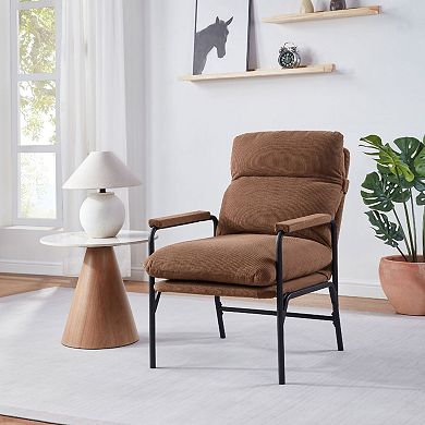Modern Reclining Accent Chair with Adjustable Backrest and Metal Frame