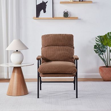 Modern Reclining Accent Chair with Adjustable Backrest and Metal Frame